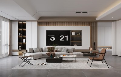 现代客厅3D模型下载